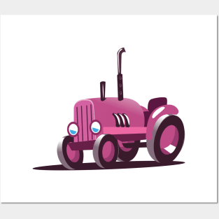 Pink Tractor Posters and Art